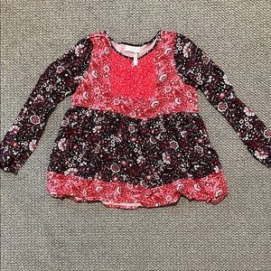 Matilda Jane Floral Long Sleeve Kids Top - Red and Black